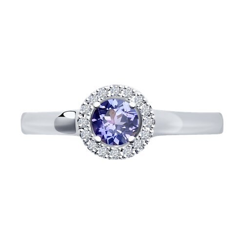 Кольцо из белого золота с бриллиантами и танзанитом «Танец Сирены» Соколов (арт.6014079)