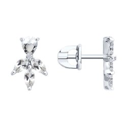 Серьги пусеты золотые пробы 585 с горным хрусталем (Арт.72-00494-3)