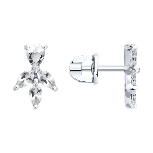 Серьги пусеты золотые пробы 585 с горным хрусталем (Арт.72-00494-3)