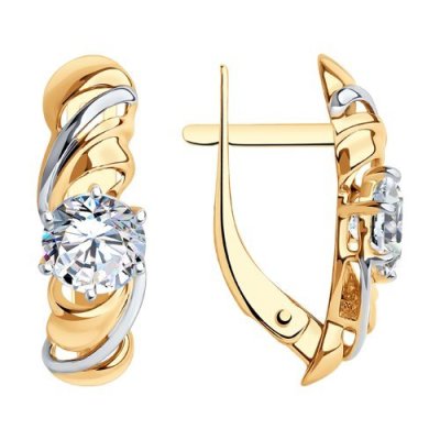 Серьги золотые с фианитом «Игра Света» Соколов (арт.027331)