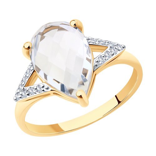 Кольцо золотое пробы 585 с горным хрусталем (Арт.716237)