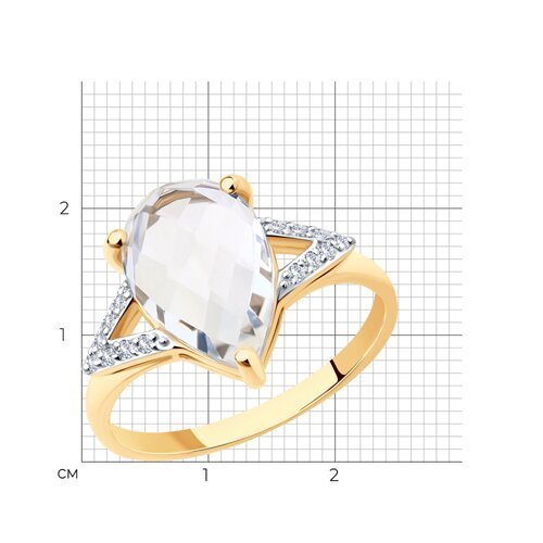 Кольцо золотое пробы 585 с горным хрусталем (Арт.716237)