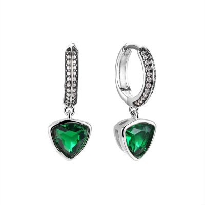 Серьги из серебра с ситаллом и фианитом (Арт.cz-e03496-x-wb-eg-x-w)