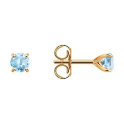 Серьги пусеты золотые пробы 585 с топазом (Арт.727412)