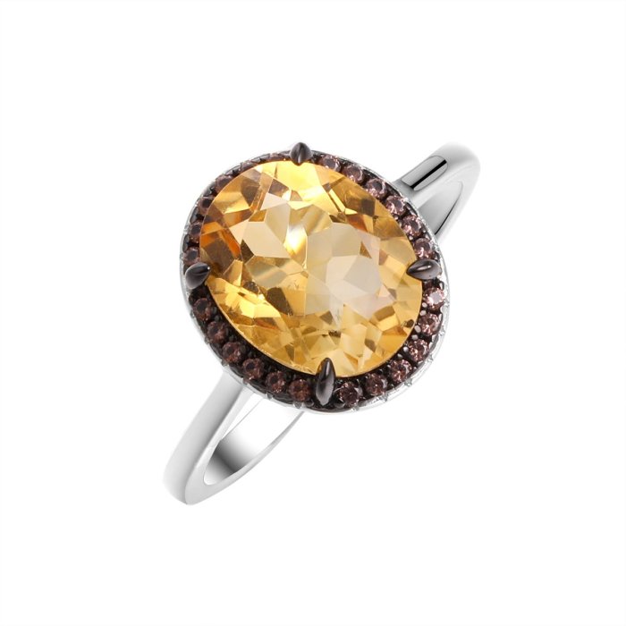 Кольцо из серебра с цитрином (Арт.cz-r01935-x-wb-ys-x-br)