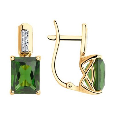 Серьги золотые пробы 585 с ситаллом (Арт.725836)