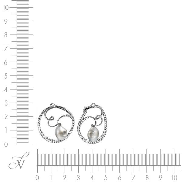 Серьги из золота с бриллиантом и жемчугом (Арт.409215_bwp_blk)