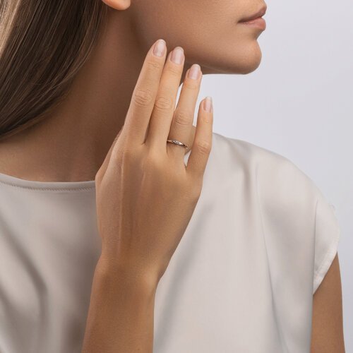 Кольцо из белого золота с бриллиантом «Сияние минимализма» Соколов (арт.1012343-3)