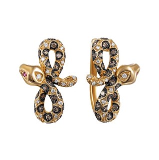 Серьги золотые с бриллиантами и розовыми сапфирами «Snake Luxe» MyJewels (арт.E28563R_DN_PS_YG)