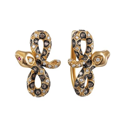 Серьги золотые с бриллиантами и розовыми сапфирами «Snake Luxe» MyJewels (арт.E28563R_DN_PS_YG)