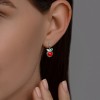 Серьги из серебра с фианитами и эмалью «Яблочный поцелуй» Соколов (арт.02171)