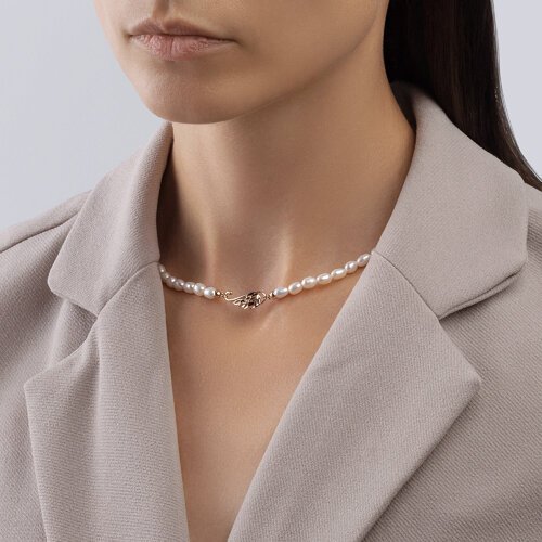 Колье золотое пробы 585 с жемчугом (Арт.797064)