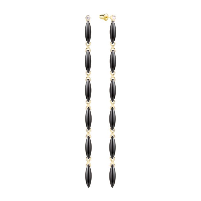 Серьги из серебра с керамикой и фианитом (Арт.tc-e02020-b-l-w-x-x)