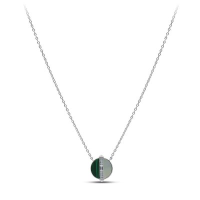 Колье Серебряные крылья (Арт.2511331242_malahitpr_perlamutr_kubcirkonii)