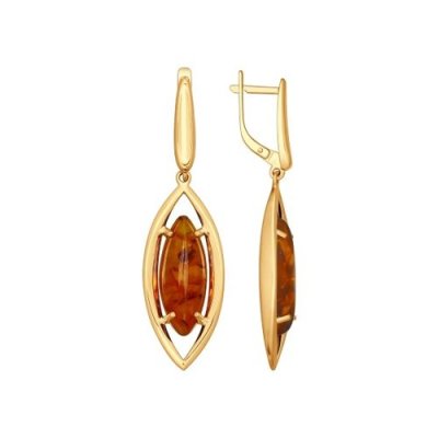 Серьги из серебра с янтарём (Арт.83020027)