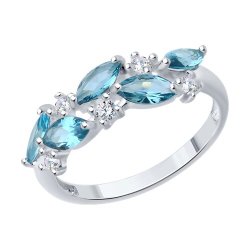 Кольцо из серебра с ситаллами и фианитами (Арт.94-310-02173-1)