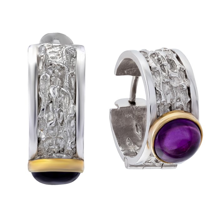 Серебряные серьги BEAVERS с аметистом 2163а