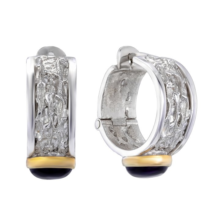 Серебряные серьги BEAVERS с аметистом 2163а