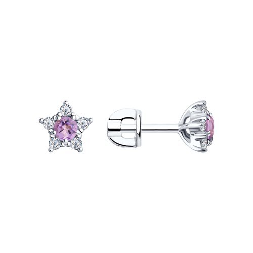 Серьги из серебра с аметистами и фианитами (Арт.92022386)