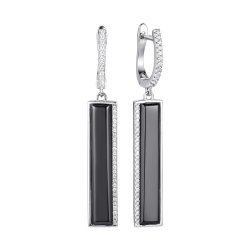 Серьги из серебра с керамикой и фианитом (Арт.tc-e00700-b-w-x-x-w)