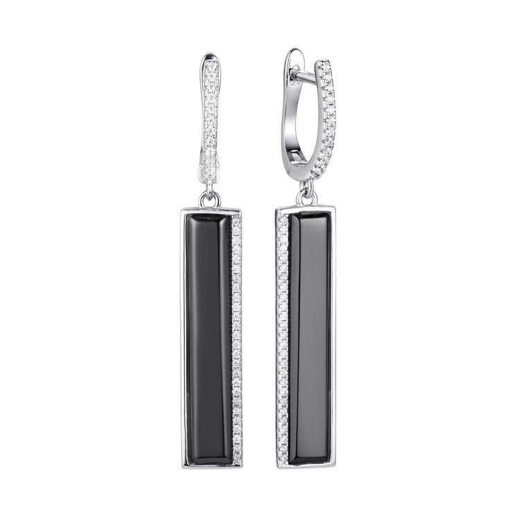 Серьги из серебра с керамикой и фианитом (Арт.tc-e00700-b-w-x-x-w)
