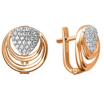 Серьги золотые с фианитами «Milano Auro» Estet (арт.01С1112907Р)