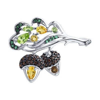 Брошь из серебра с миксом камней (Арт.92040075)