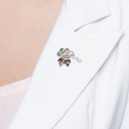 Брошь из серебра с миксом камней (Арт.92040075)