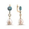 Серьги из золота с бриллиантом и жемчугом Русские Самоцветы (Арт.95636)