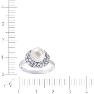 Кольцо из белого золота с бриллиантом и жемчугом (Арт.r26230_wy_wg)