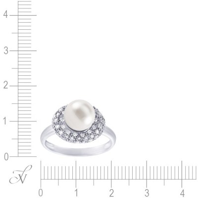 Кольцо из белого золота с бриллиантом и жемчугом (Арт.r26230_wy_wg)