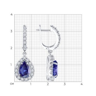Серьги из серебра с фианитами «Лазурная капля» Соколов (арт.9402)