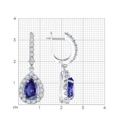 Серьги из серебра с фианитами «Лазурная капля» Соколов (арт.9402)