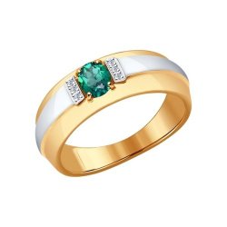 Кольцо из золота с бриллиантами и изумрудом (Арт.3010539)