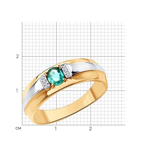 Кольцо из золота с бриллиантами и изумрудом (Арт.3010539)