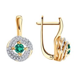 Серьги из золота с бриллиантами и изумрудами (Арт.3020430)