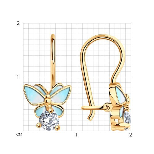 Серьги из серебра с эмалью и фианитами (Арт.93020393)