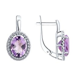 Серьги из серебра с аметистами и фианитами (Арт.94-320-01999-2)