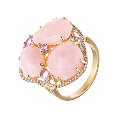 Кольцо из золота с бриллиантом и опалом (Арт.tr00041r-ypops_ko_ps_pop_yg)