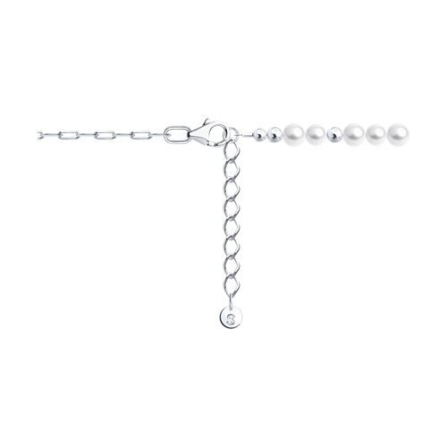 Браслет из серебра с синтетическим жемчугом и фианитом (Арт.94051589)