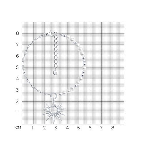Браслет из серебра с синтетическим жемчугом и фианитом (Арт.94051589)