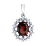 Подвеска из серебра с гранатом и фианитами (Арт.94-330-02042-2)