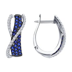 Серьги из белого золота с бриллиантами и сапфирами (Арт.2021192-3)