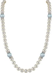 Ожерелье из серебра с жемчугом и кристаллом swarovski (Арт.102l-sr5-1-27)