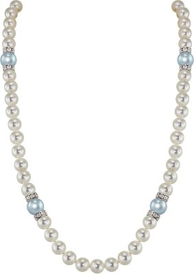 Ожерелье из серебра с жемчугом и куб. цирконием (Арт.102l-sr5-1-27)