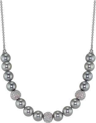 Ожерелье из серебра с жемчугом и куб. цирконием (Арт.213l-sk-28)