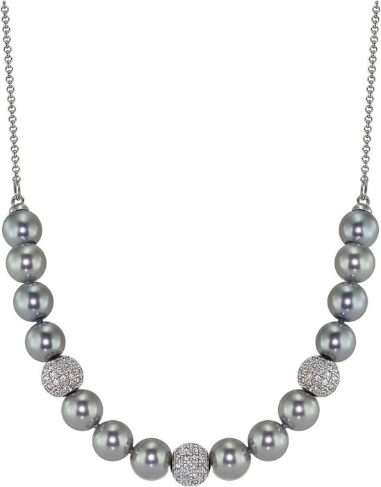 Ожерелье из серебра с жемчугом и куб. цирконием (Арт.213l-sk-28)