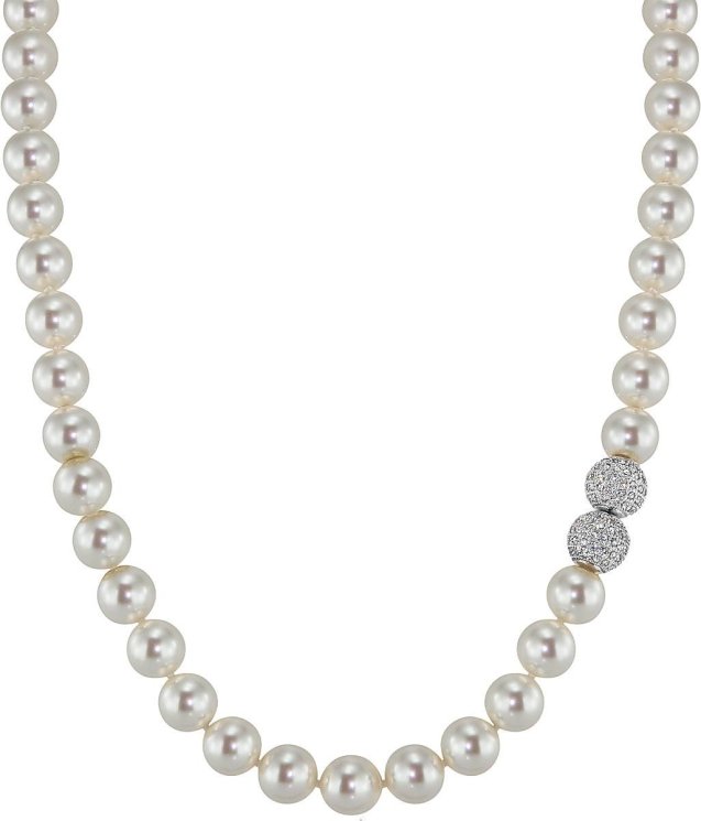 Ожерелье из серебра с жемчугом и кристаллом swarovski (Арт.5l-sk-1)