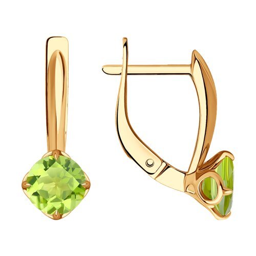 Серьги золотые пробы 585 с хризолитом (Арт.51-320-01767-3)