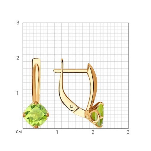 Серьги золотые пробы 585 с хризолитом (Арт.51-320-01767-3)